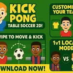 Découvrez un mélange unique de baby-foot et de pong dans ce jeu de football d'arcade trépidant. Défiez l'IA ou un ami sur le même appareil. Jouez gratuitement…