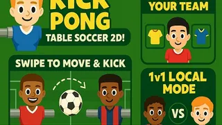 Découvrez un mélange unique de baby-foot et de pong dans ce jeu de football d'arcade trépidant. Défiez l'IA ou un ami sur le même appareil. Jouez gratuitement…